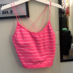 Pink and White no boundaries cross back XL women’s tank